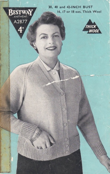 Vintage Bestway Knitting Pattern A2877 - Lady's Raglan Cardigan