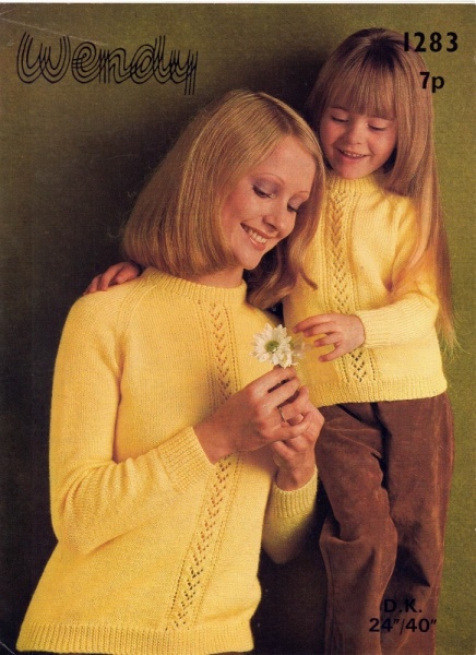 Vintage Wendy Knitting Pattern 1283 - Mother & Daughter Sweaters