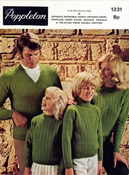 Vintage Poppleton Knitting Pattern 1331:  Family Sweaters