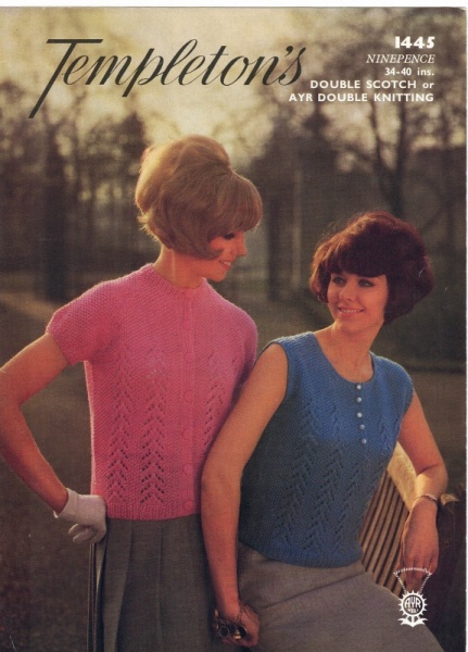 Vintage Templeton's Knitting Pattern No. 1445 - Ladies Jumper & Cardigan