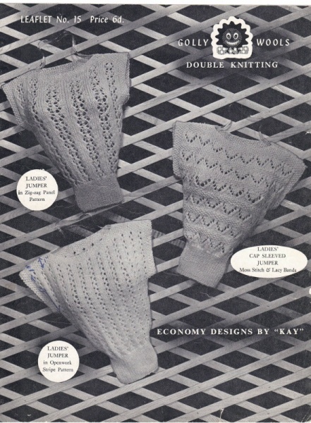 Vintage Golly Wools Knitting Pattern No. 15 - Ladies Jumpers