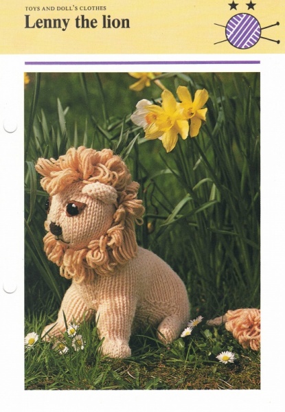Vintage Hamlyn Knitting Pattern: Lenny the Lion