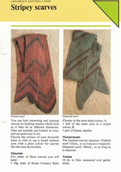 Vintage Hamlyn Knitting Pattern: Stripey Scarves
