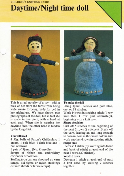 Vintage Hamlyn Knitting Pattern: Daytime & Night-time Doll