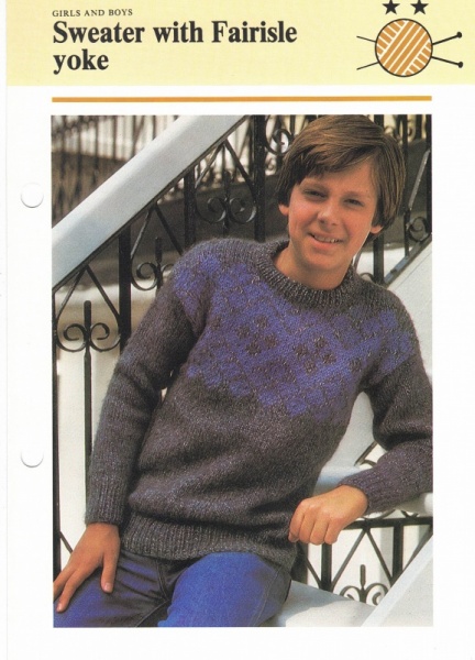 Vintage Hamlyn Knitting Pattern: Boys Sweater With Fairisle Yoke