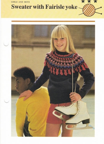Vintage Hamlyn Knitting Pattern: Girls Sweater With Fairisle Yoke