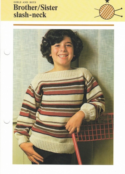 Vintage Hamlyn Knitting Pattern: Brother - Sister Slash-Neck Sweater