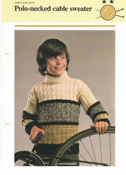 Vintage Hamlyn Knitting Pattern: Polo-Necked Cable Sweater