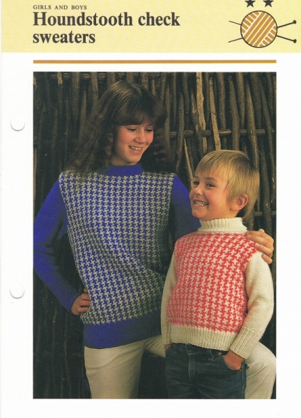 Vintage Hamlyn Knitting Pattern: Houndstooth Check Sweater