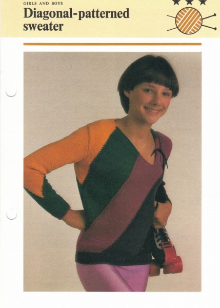 Vintage Hamlyn Knitting Pattern: Diagonal-Patterned Sweater
