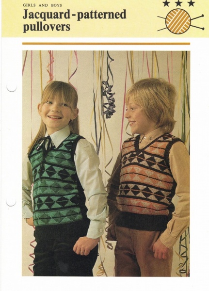 Vintage Hamlyn Knitting Pattern: Jacquard-Patterned Pullovers