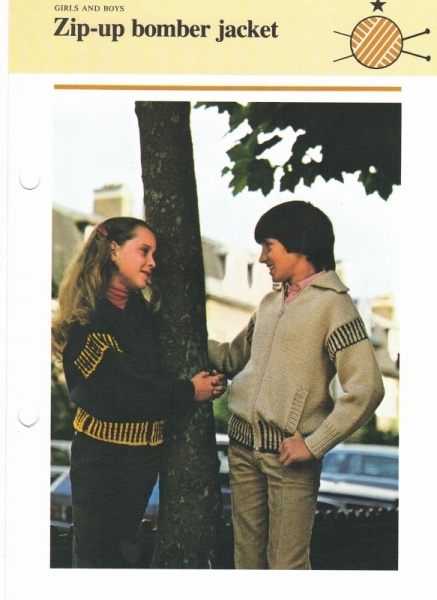 Vintage Hamlyn Knitting Pattern: Zip-Up Bomber Jacket