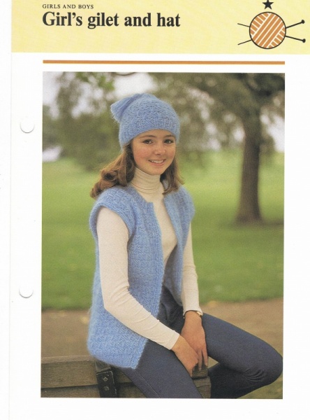 Vintage Hamlyn Knitting Pattern: Girl's Gilet & Hat