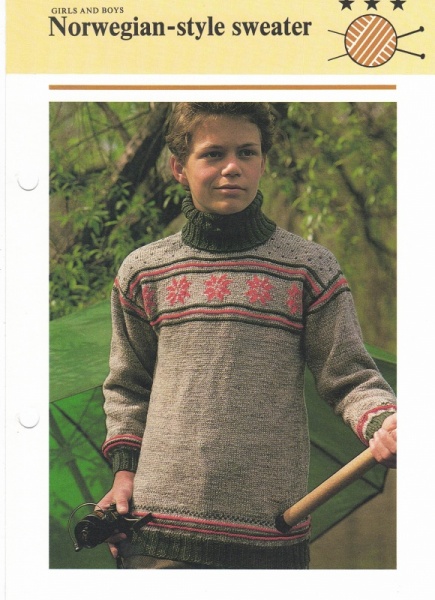 Vintage Hamlyn Knitting Pattern: Norwegian-Style Sweater