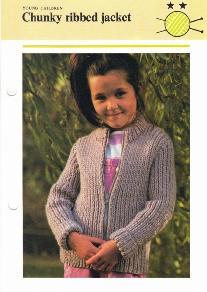 Vintage Hamlyn Knitting Pattern: Chunky Ribbed Jacket