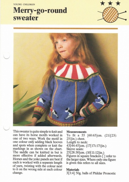 Vintage Hamlyn Knitting Pattern: Merry-Go-Round Sweater