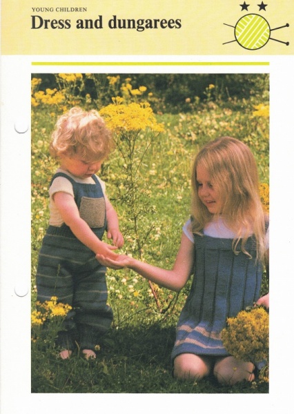 Vintage Hamlyn Knitting Pattern: Dress & Dungarees