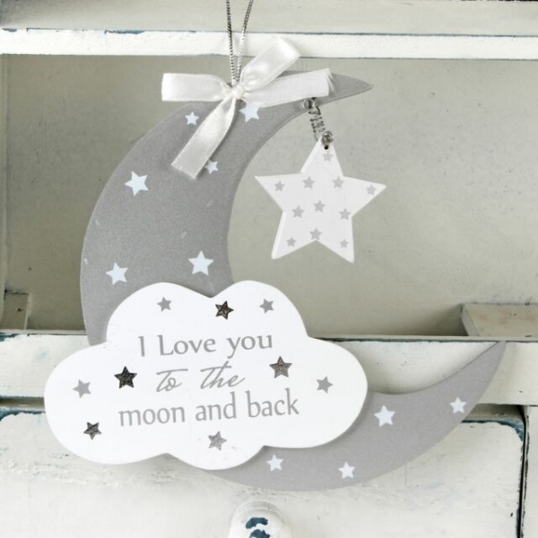 Twinkle Twinkle MDF Moon & Star Hanging Plaque