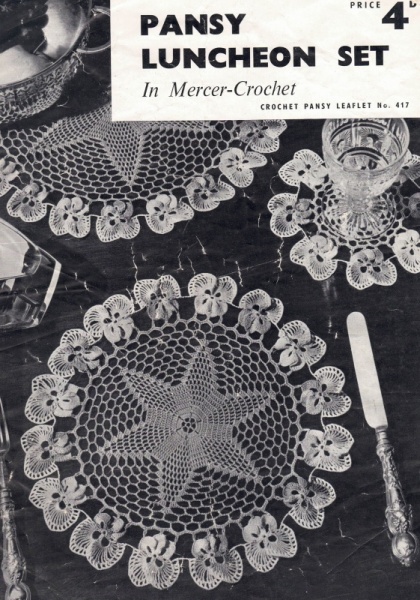 Vintage Coats Crochet Pattern 417 - Pansy Luncheon Set