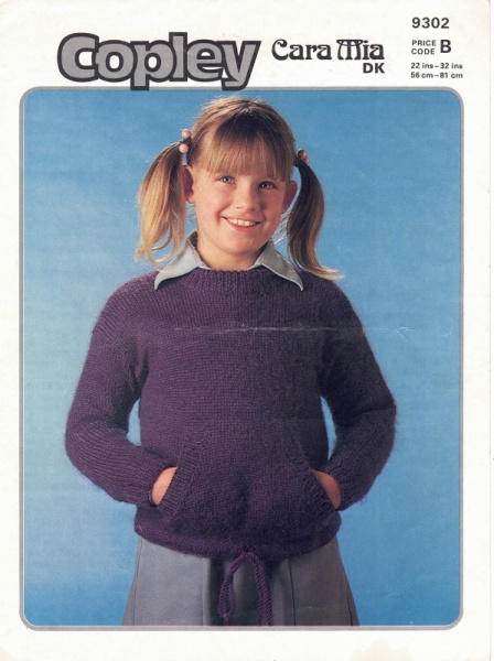 Vintage Copley Knitting Pattern No 9302: Sweater with Pockets & Drawstring Hem