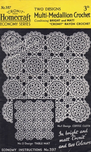 Vintage Cronit Homecraft Crochet Pattern 397: Table Mat & Coffee Cloth