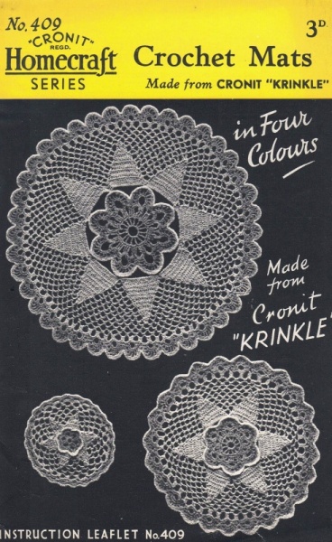 Vintage Cronit Homecraft Crochet Pattern 409: Crochet Mats