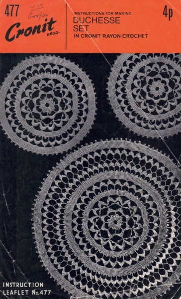 Vintage Cronit Homecraft Crochet Pattern 477: Duchesse Set