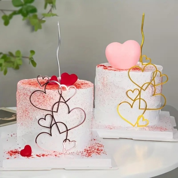 Elegant 7-Heart Cake Topper, Wedding Cake Decoration