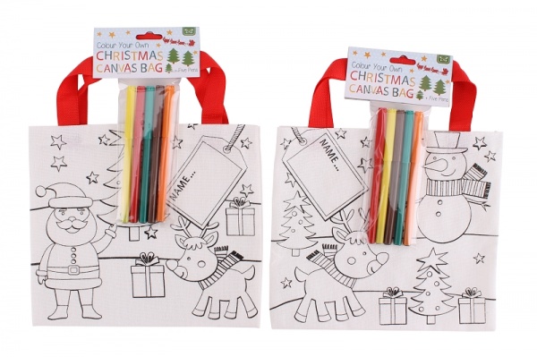 Set of 2 Colour Your Own Canvas Tote / Gift Bags
