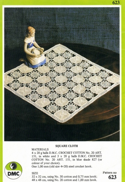 Vintage DMC Crochet Pattern 623: Square Cloth