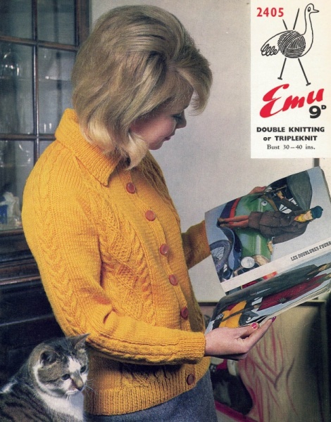 Vintage Emu Knitting Pattern 2405 - Ladies Jacket