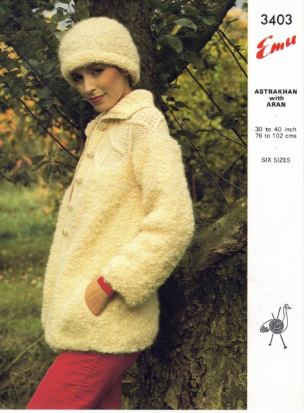 Vintage Emu Knitting Pattern 3403 - Ladies Jacket & Hat