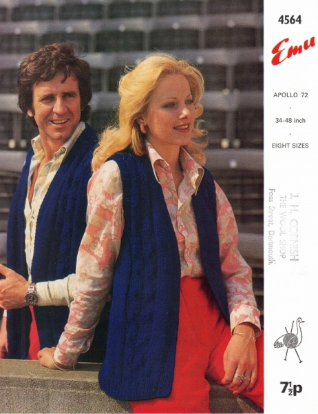 Vintage Emu Knitting Pattern 4564 - Mens & Ladies Long Line Waistcoat - PDF Download