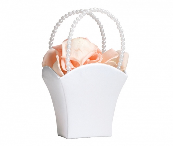 Plain Satin Flower Basket ~ White