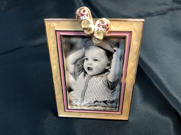 Impressions Silver Plated Ornate Baby Photo Frame with Baby Shoes