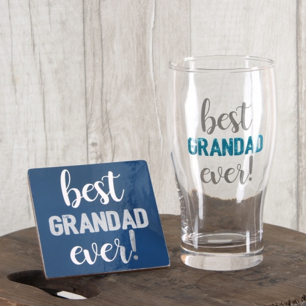 Pint Glass & Coaster Set ~ Best Grandad Ever