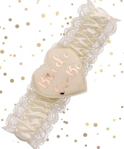 Cream & Rose Gold 'Bride to Be' Garter