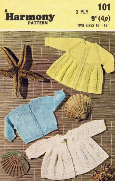 Vintage Harmony Knitting Pattern No 101: Baby's Matinee Coats & Cardigan