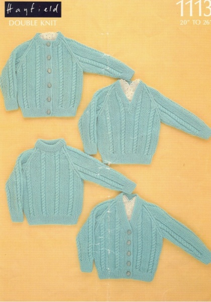 Vintage Hayfield Knitting Pattern No. 1113 - Child's Cardigans & Sweaters