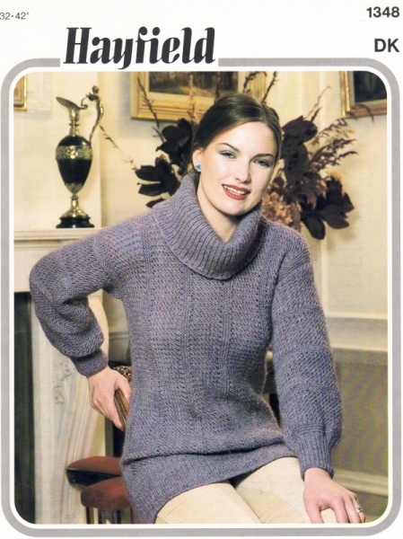 Vintage Hayfield Knitting Pattern No. 1348- Ladies Sweater