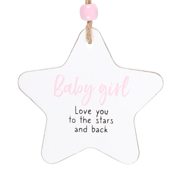 Baby Girl Hanging Star Sentiment Sign