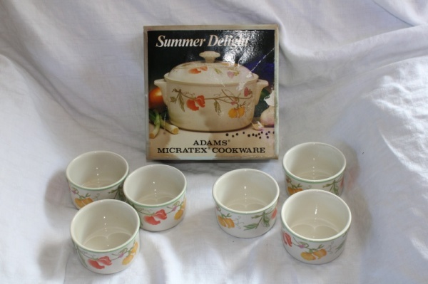 Vintage Adams Micratex Cookware - Summer Delight - Set 6 Ramekins