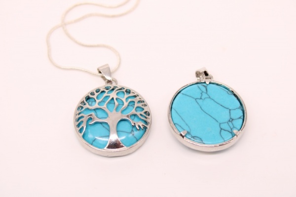 Tree of Life with Turquoise Gemstone Charm Pendant Necklace