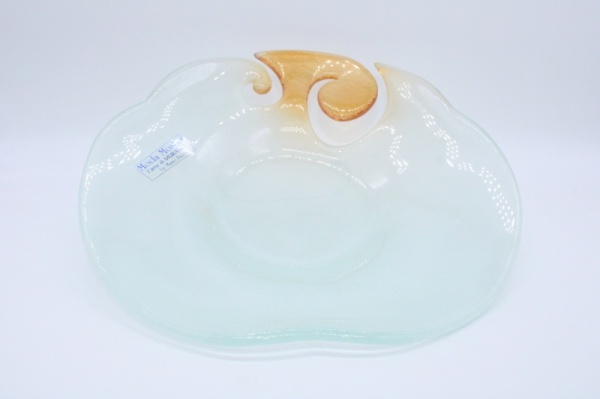 Moda Mostra Murano Glass Riffled Plate by Mario Bizzotti