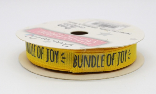 2m Roll Yellow 'Bundle of Joy' Grosgrain Baby Ribbon