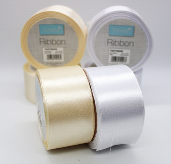 Satin Wedding Car Ribbon, 10 Metre Roll, Ivory or White