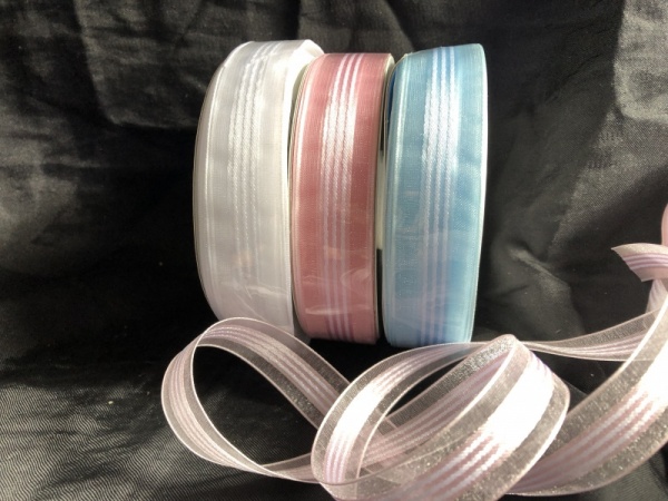 Striped Organza Ribbon - Various Widths & Colours - Priced per metre