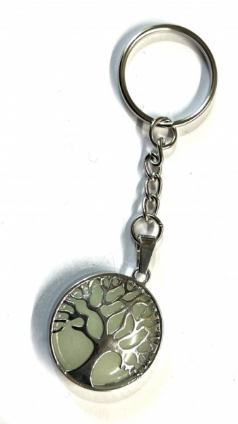 Tree of Life Key Ring with Prehnite Gemstone Charm Pendant
