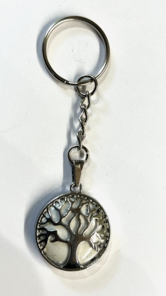 Tree of Life Key Ring with Magnesite Gemstone Charm Pendant