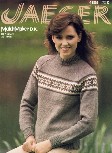 Vintage Jaeger Knitting Pattern No. 4889 - Ladies 'Sporty Favourite' Sweater